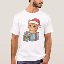 Feliz Natal Gatinho Fofo de Natal Moletom e Camise