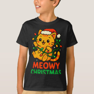 Camiseta Feliz Natal Gatinho Laranja Fofo