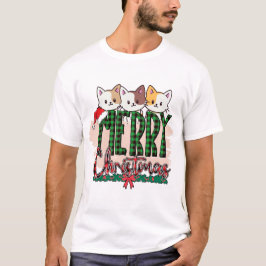 Camiseta Feliz Natal - Gatinhos de Cuecas Triplas
