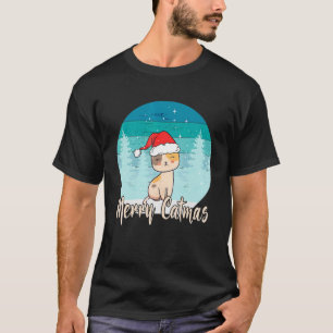 Camiseta Feliz Natal Gato de Natal para Mães de Gato e Gato