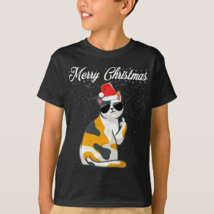 Camiseta Feliz Natal Gato do Meio Dedo Rude Xmas Feio C