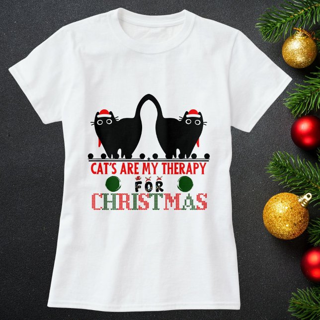 Camiseta Feliz Natal Gato Engraçado Personalizar Feriado (Criador carregado)