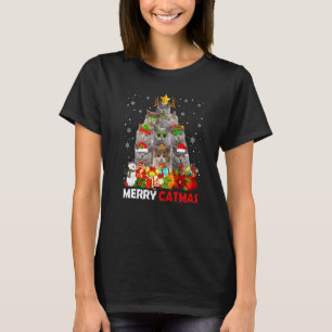 Camiseta Feliz Natal Gato Mamãe Gato Papai Gato Natal Briti