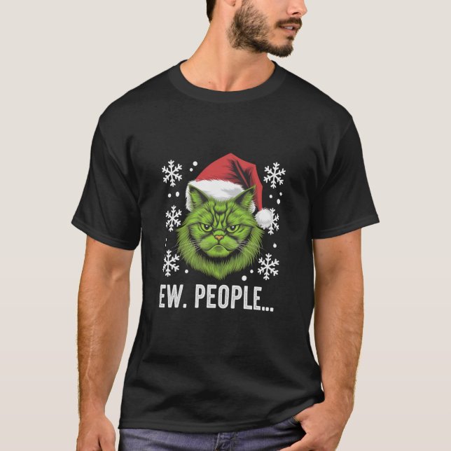 Camiseta Feliz Natal Gato Pessoas Moguosas Amantes de Gato (Frente)