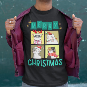 Camiseta Feliz Natal Gatos de Natal