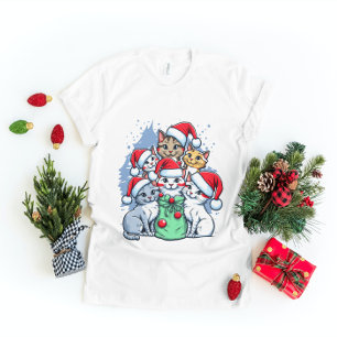 Camiseta Feliz Natal Gatos, Natal Felino, Presente Divertid