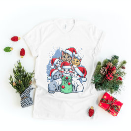 Camiseta Feliz Natal Gatos, Natal Felino, Presente Divertid