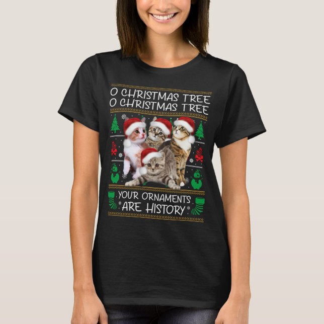 Camiseta Feliz Natal Gatos Xmas Feio Suor de Natal C (Frente)