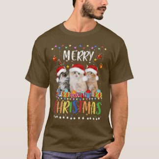 Camiseta Feliz Natal Gats do Santa Hat Luzes de Natal