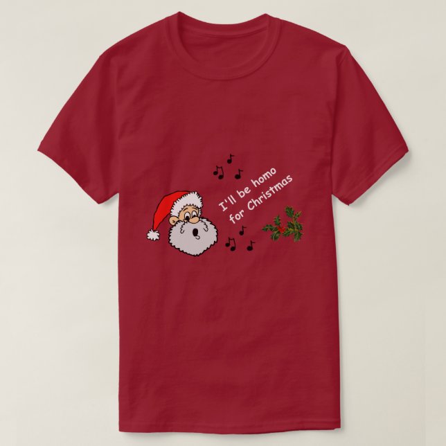 Camiseta Feliz Natal Gay, serei o Homo para o Natal. (Frente do Design)