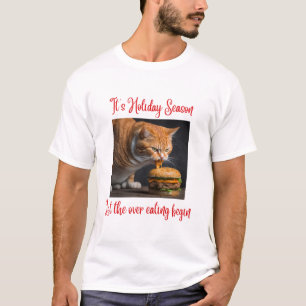 Camiseta Feliz Natal Gengibre Gengibre Comendo Burger Men