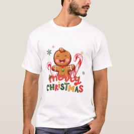 Camiseta Feliz Natal Gingercake e Candy Cane