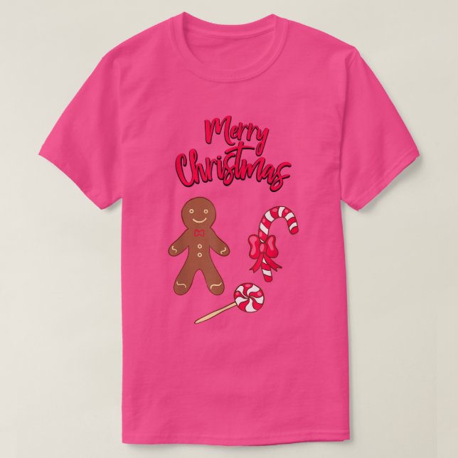 Camiseta Feliz Natal Gingercake man Bakery Candy Candy (Frente do Design)
