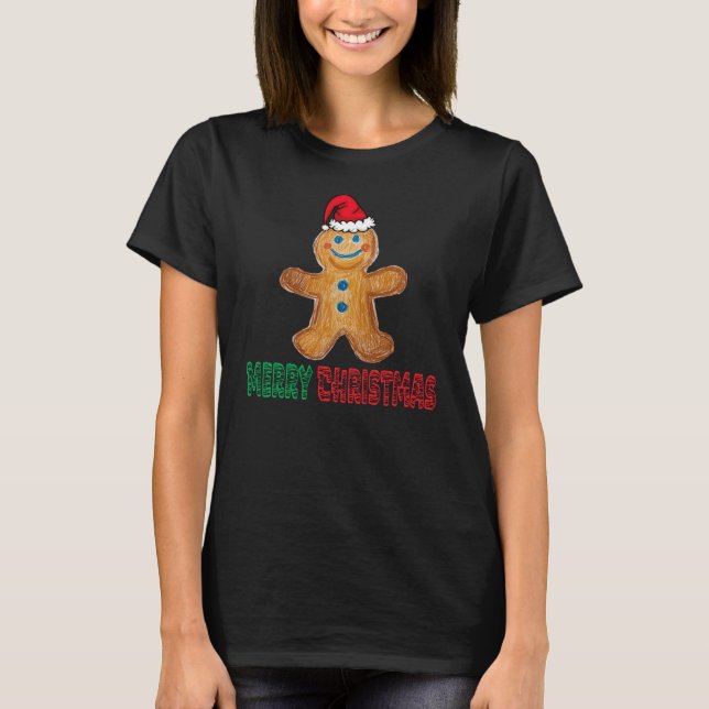 Camiseta Feliz Natal, Gingercake Man Cookie (Frente)
