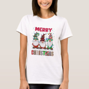 Camiseta Feliz Natal Gnomo Família Engraçado Árvore de Nata
