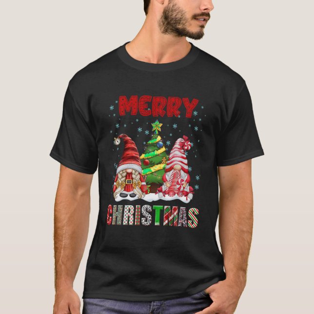 Camiseta Feliz Natal Gnomo Família Engraçado Árvore Xmas (Frente)