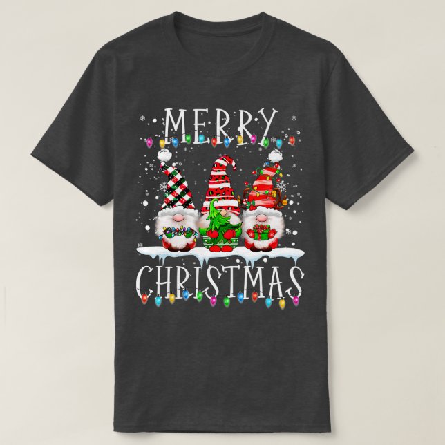 Camiseta Feliz Natal Gnomo Família Funny Xmas Kids Adul (Frente do Design)