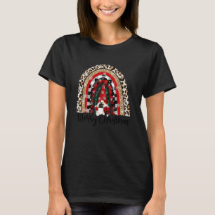 Camiseta Feliz Natal Gnomo Leopardo Meia de Arco-íris St