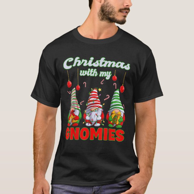 Camiseta Feliz Natal Gnomo Natal com os meus Gnomos (Frente)