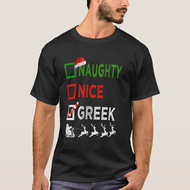 Camiseta Feliz Natal Grego Pijama Engraçado Papais noeis H (Frente)