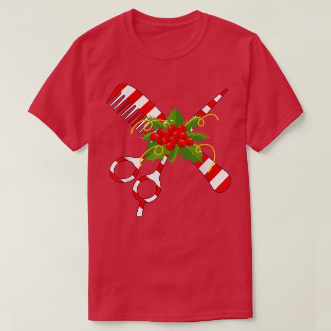 Camiseta Feliz Natal Hairstylist Engraçado Ferramenta Engra (Frente do Design)