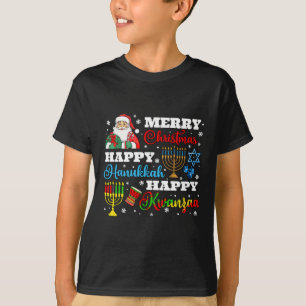 Camiseta Feliz Natal Hanukkah Kwanzaa judeu Afro Holid