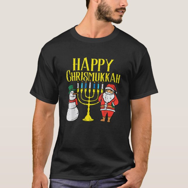 Camiseta Feliz Natal Hanukkah Pajamas (Frente)