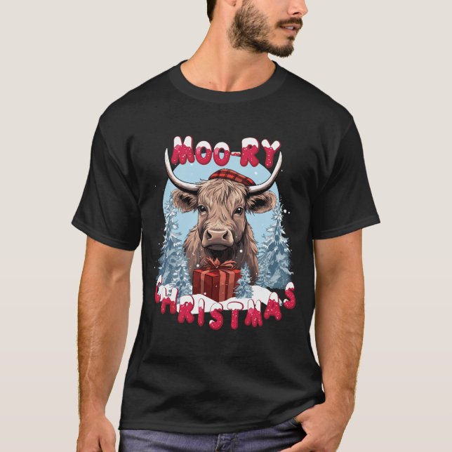 Camiseta Feliz Natal - Highland Cow Lover Xmas (Frente)