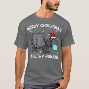 Camiseta Feliz Natal Hippo Rosto Máscara Hippopotamus Papai