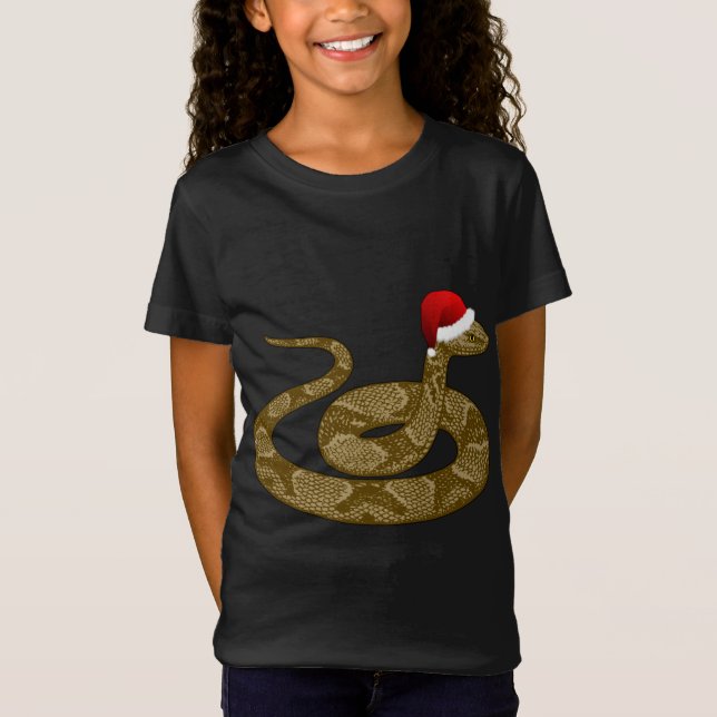 Camiseta Feliz Natal Hissmas Cobra de Copperhead Santa Hat (Frente)