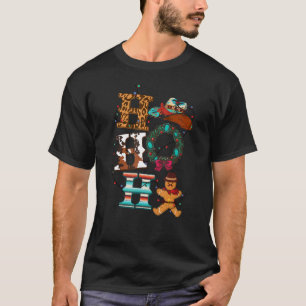 Camiseta Feliz Natal HO HO HO Chapéu de Cowgirl Couro & Bri