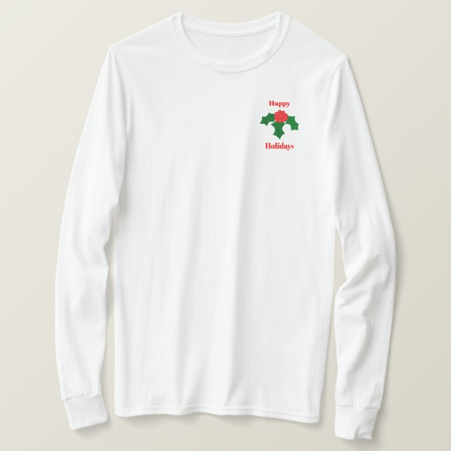 Camiseta Feliz Natal Holly T-Shirt (Frente do Design)