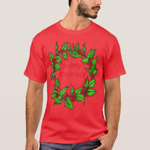 Camiseta Feliz Natal Holly Wreath
