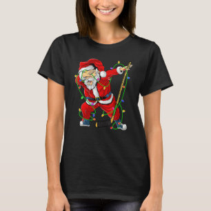 Camiseta Feliz Natal Hóquei no Gelo Dabbing Papai Noel Hoc