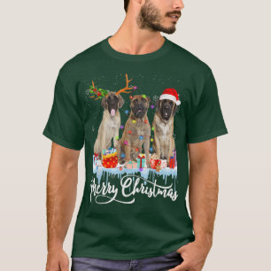 Camiseta Feliz Natal Inglês Papais noeis Mastiff Light Rein