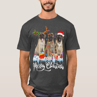 Camiseta Feliz Natal Inglês Papais noeis Mastiff Light Rein