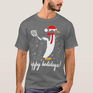 Camiseta Feliz Natal Jogador de Tênis de Pinguim Spo