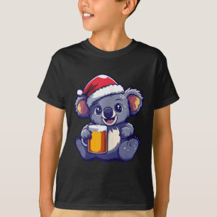 Camiseta Feliz Natal Koala Com Bicicleta De Cerveja