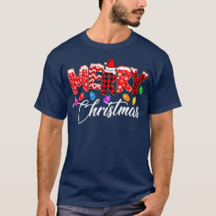 Camiseta Feliz Natal Leopard Buffalo Red Xadrez Papais noei