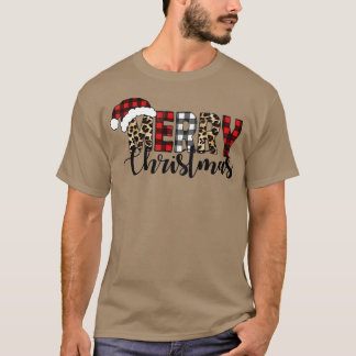 Camiseta Feliz Natal Leopard Buffalo Red Xadrez Para Homens