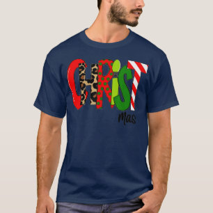 Camiseta Feliz Natal Leopard Buffalo Red Xadrez Para Homens
