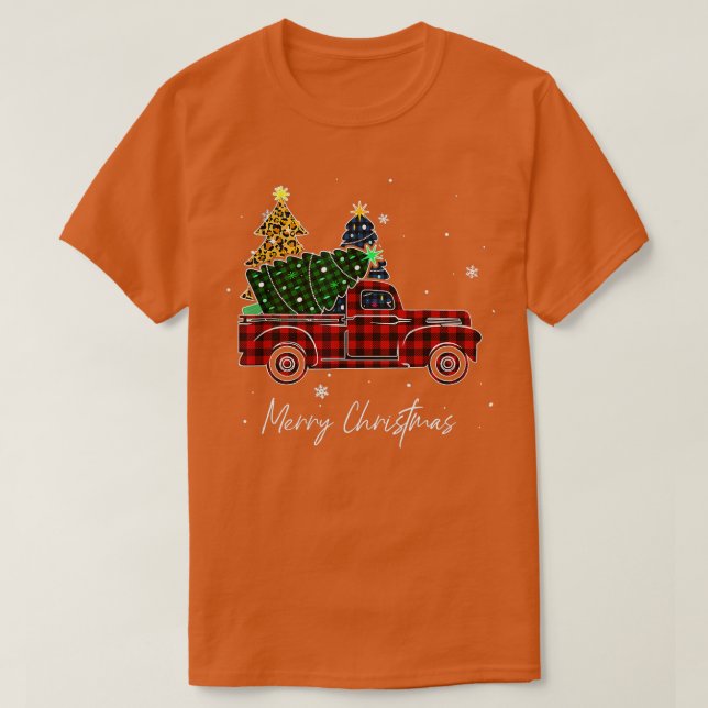 Camiseta Feliz Natal Leopard Buffalo Tree Red Pla (Frente do Design)