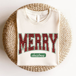 Camiseta Feliz Natal Leopard Verde Vermelho Verde