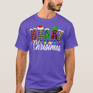 Camiseta Feliz Natal Leopard Xmas Lights Xadrez