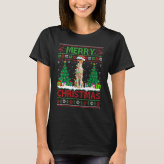 Camiseta Feliz Natal Lighting Ugly Basenji Natal