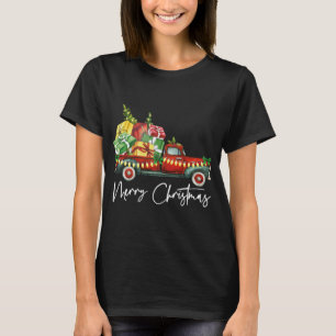 Camiseta Feliz Natal Luz Vermelha Correspondência da Famíli
