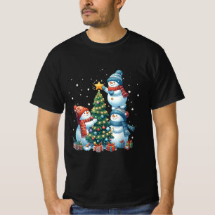 Camiseta Feliz Natal Luz Vermelha Santa Hat Família Xmas