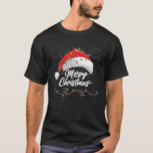 Camiseta Feliz Natal Luz Vermelha Santa Hat Família Xmas