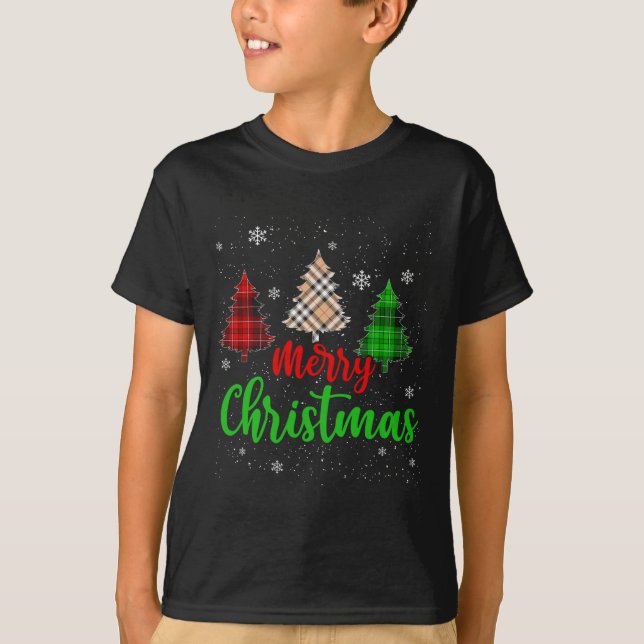 Camiseta Feliz Natal Luz Vermelha Santa Hat Família Xmas M (Frente)