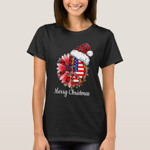 Camiseta Feliz Natal Luzes de Sinal de Paz Xadrez Vermelho 